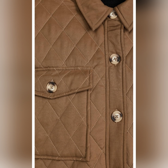 NWT Good American Quilted Sherpa Button Shacket Jacket Brown 🤎 5/6 XXL/3XL - Picture 7 of 10